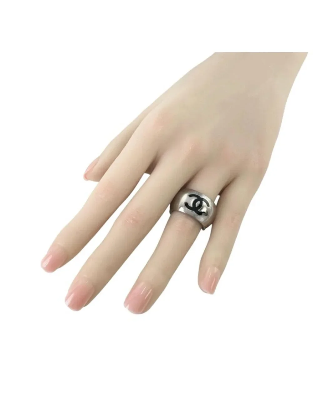 Chanel Ring Silver CC Logo